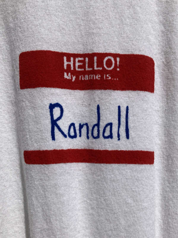 A name tag directly printed on a shirt